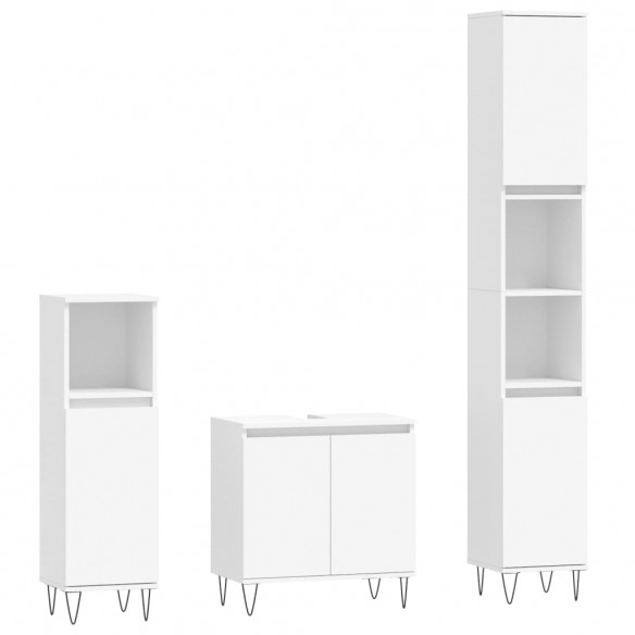 Ensemble de meubles salle de bain 3 pcs blanc bois d'ingénierie