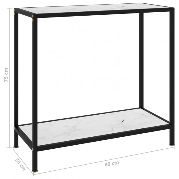 Table console Blanc 80x35x75 cm Verre trempé