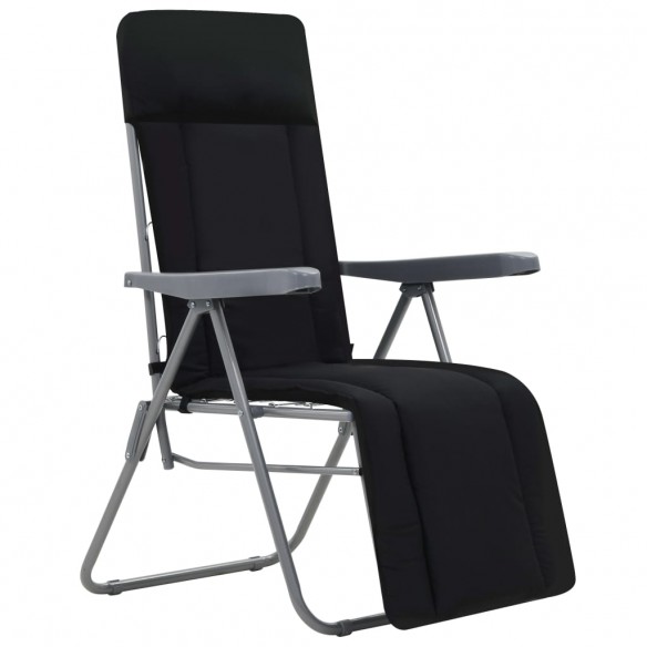 Chaises pliables de jardin avec coussins 2 pcs Noir