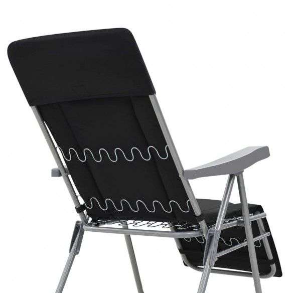 Chaises pliables de jardin avec coussins 2 pcs Noir