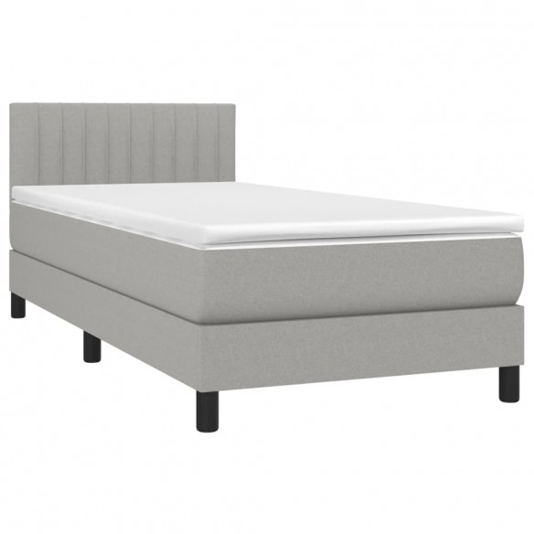 Cadre de lit avec matelas LED Gris clair 100x200 cm