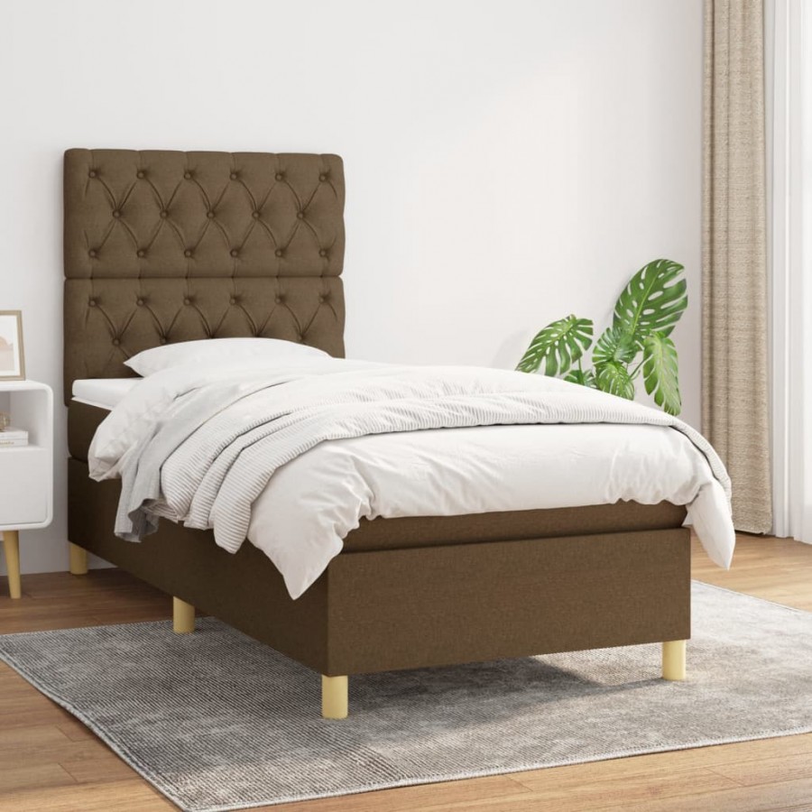 Cadre de lit avec matelas Marron foncé 80x200 cm