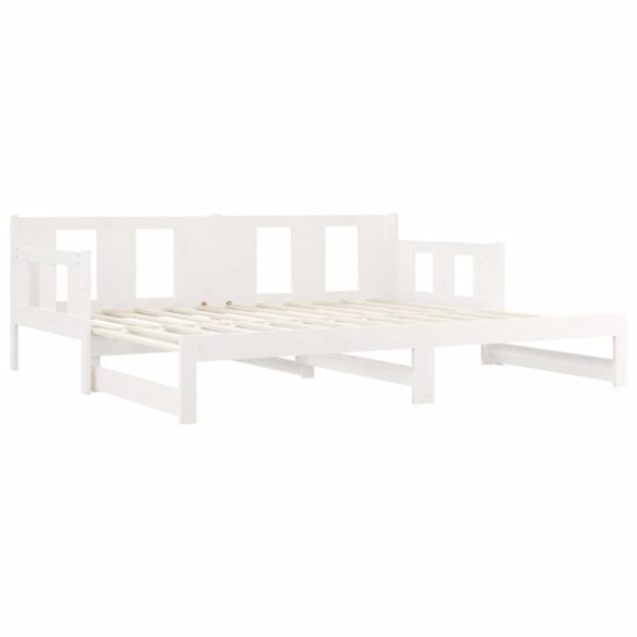 Lit coulissant Blanc Bois de pin solide 2x(90x190) cm