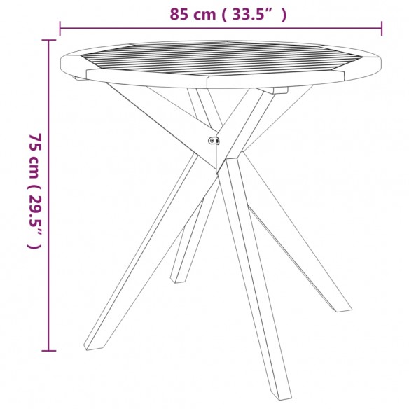 Table de jardin 85x85x75 cm Bois d'acacia solide