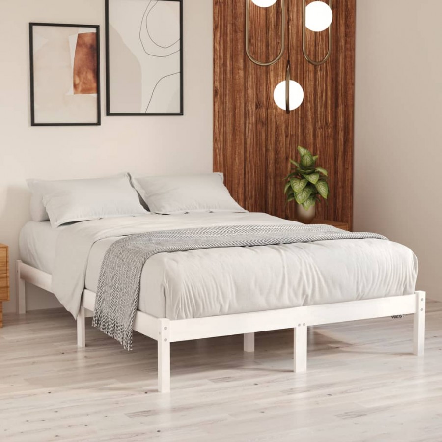 Cadre de lit Blanc Bois massif 180x200 cm Super King