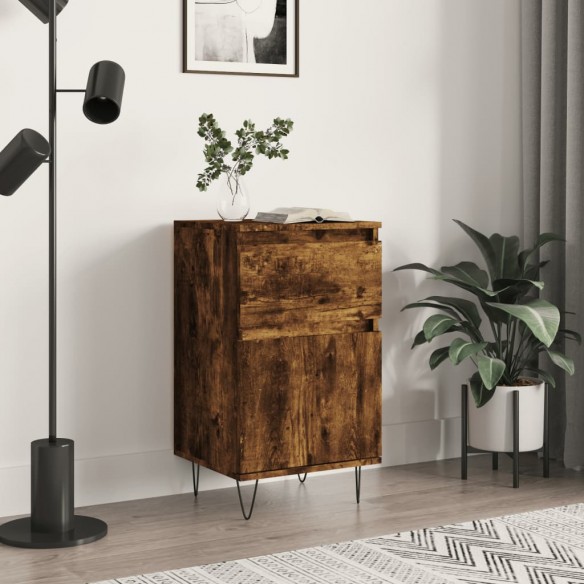 Buffet chêne fumé 40x35x70 cm bois d'ingénierie