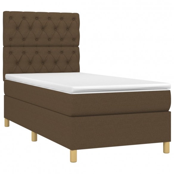 Cadre de lit et matelas et LED Marron foncé 80x200cm