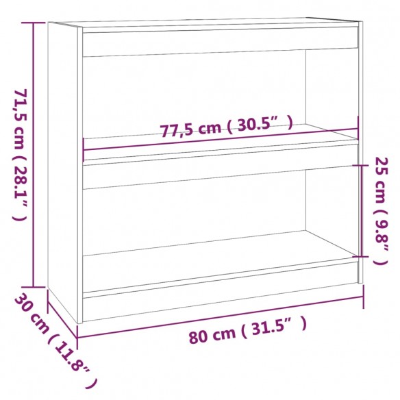 Bibliothèque/Séparateur de pièce Blanc 80x30x71,5 cm Pin solide