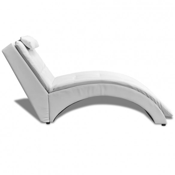 Chaise longue avec oreiller Blanc Similicuir