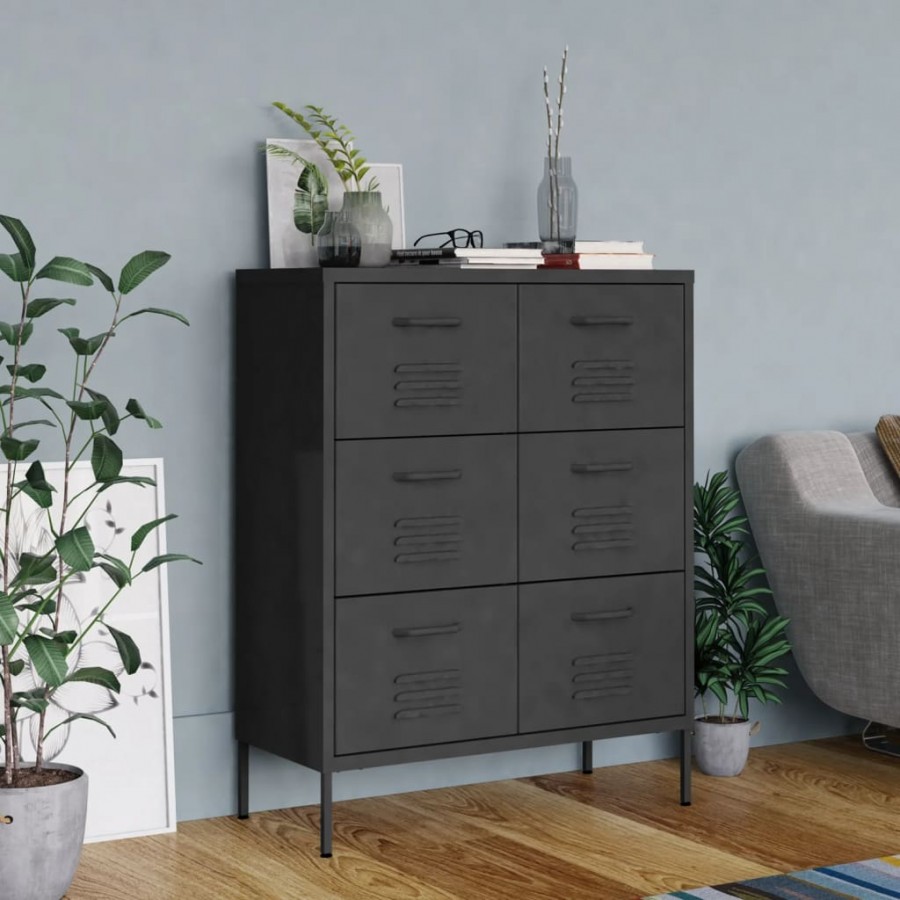 Armoire à tiroirs Anthracite 80x35x101,5 cm Acier