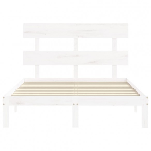 Cadre de lit avec tête de lit blanc 140x200 cm bois massif