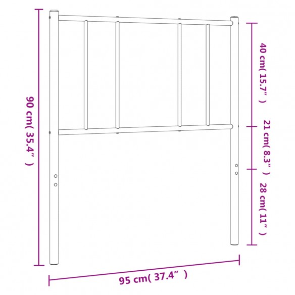 Tête de lit métal noir 90 cm