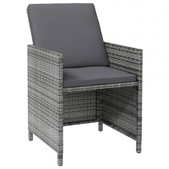 Jeu de chaise et tabouret de jardin 4 pcs Résine tressée Gris