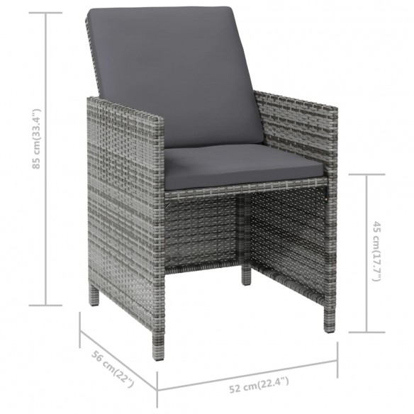 Jeu de chaise et tabouret de jardin 4 pcs Résine tressée Gris