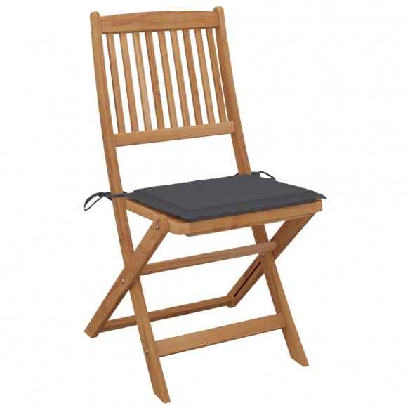 Chaises pliables d'extérieur avec coussins 8 pcs Bois d'acacia