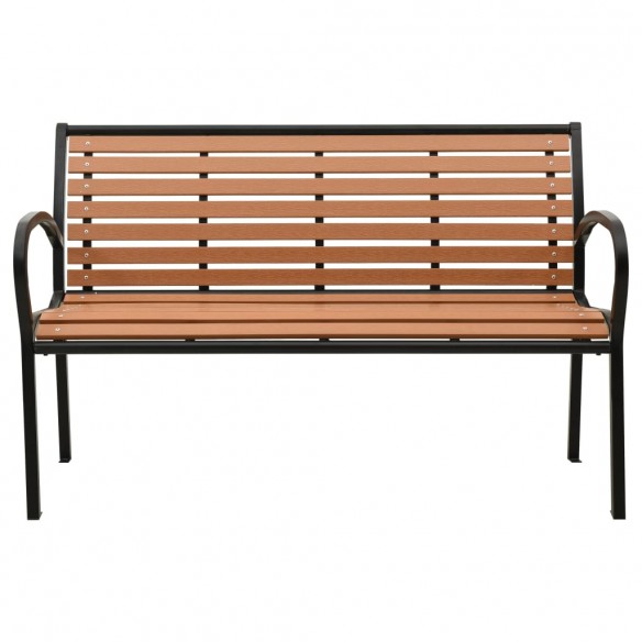 Banc de jardin Noir et marron 116 cm Acier et WPC