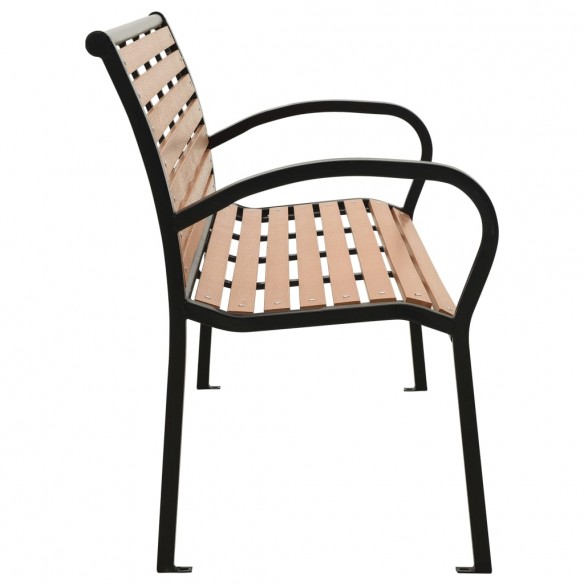 Banc de jardin Noir et marron 116 cm Acier et WPC