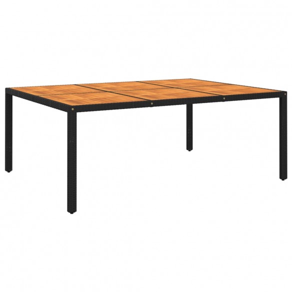 Table de jardin 200x150x75 cm Acacia et résine tressée Noir