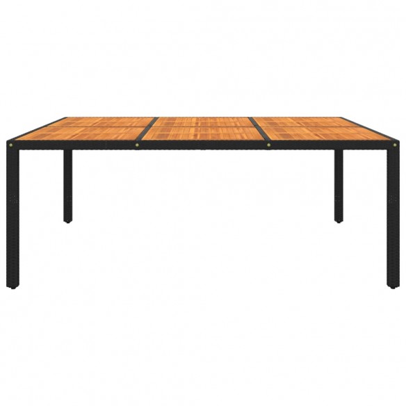 Table de jardin 200x150x75 cm Acacia et résine tressée Noir