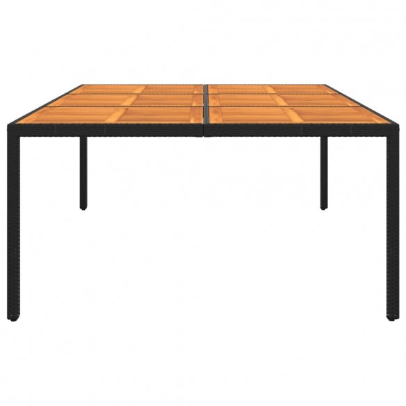 Table de jardin 200x150x75 cm Acacia et résine tressée Noir