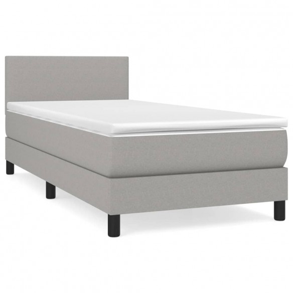 Cadre de lit avec matelas Gris clair 100x200cm Tissu