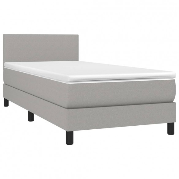 Cadre de lit avec matelas Gris clair 100x200cm Tissu