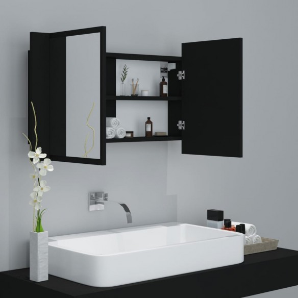 Armoire à miroir de salle de bain LED Noir 80x12x45 Acrylique
