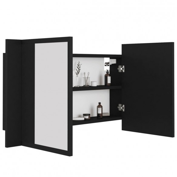 Armoire à miroir de salle de bain LED Noir 80x12x45 Acrylique