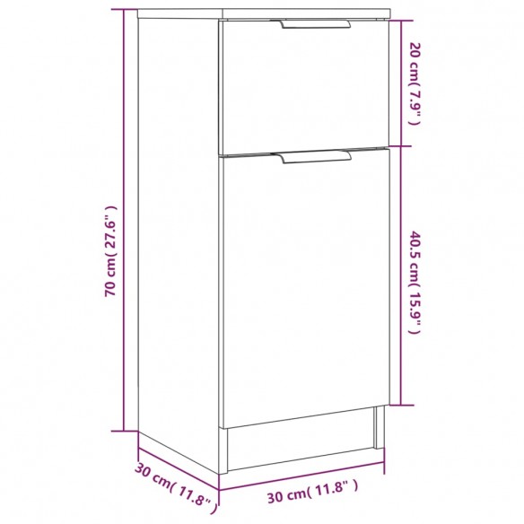 Buffet Chêne fumé 30x30x70 cm Bois d'ingénierie