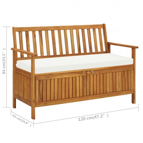 Banc de rangement de jardin Bois d'acacia solide 120x63x84 cm