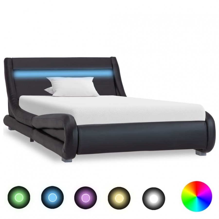 Cadre de lit avec LED Noir Similicuir 100 x 200 cm