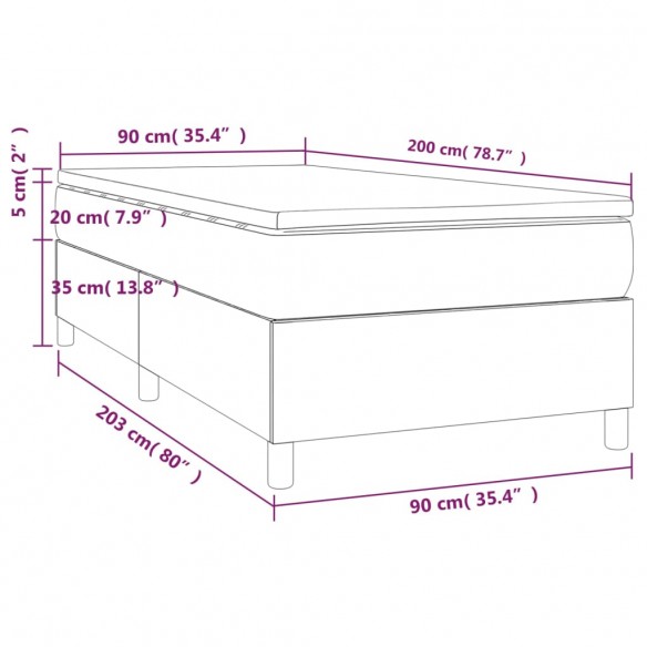 Cadre de lit avec matelas Blanc 90x200 cm Similicuir