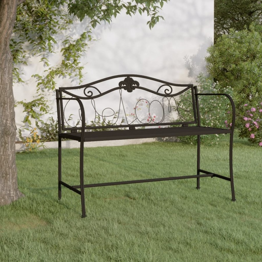 Banc de jardin 2 places 104 cm Noir Acier