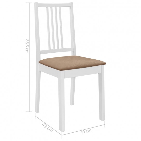 Chaises à manger avec coussins lot de 4 blanc bois solide