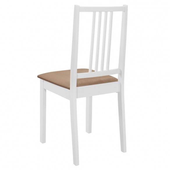 Chaises à manger avec coussins lot de 6 blanc bois solide
