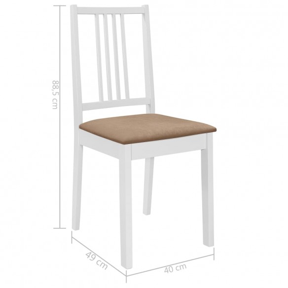 Chaises à manger avec coussins lot de 6 blanc bois solide