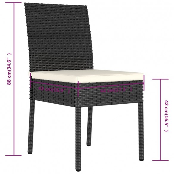 Chaises de salle à manger de jardin 4 pcs Résine tressée Noir