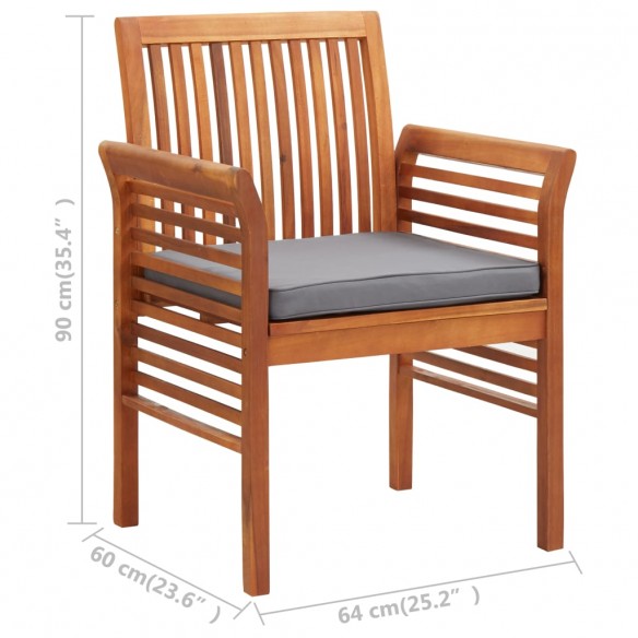 Chaise à dîner de jardin avec coussin Bois d'acacia massif