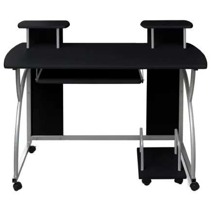 Bureau d'ordinateur Noir 110x52x88,5 cm Bois d’ingénierie 2