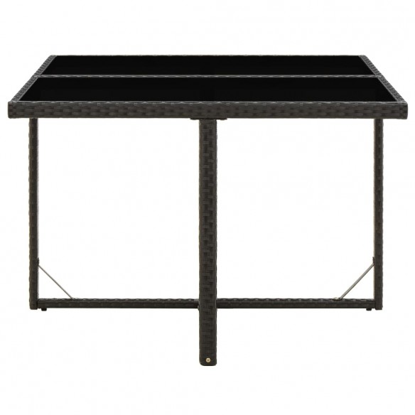 Table de jardin Noir 109x107x74 cm Résine tressée et verre