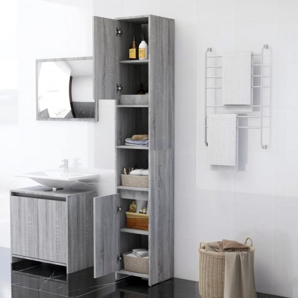 Armoire de bain Sonoma gris 30x30x183,5 cm Bois d'ingénierie