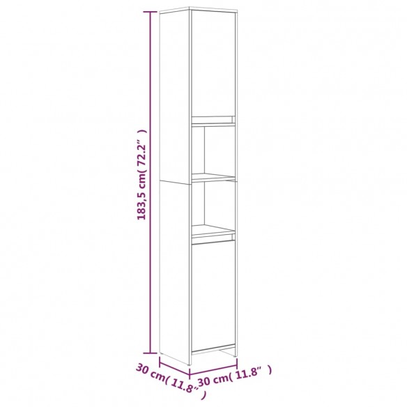 Armoire de bain Sonoma gris 30x30x183,5 cm Bois d'ingénierie