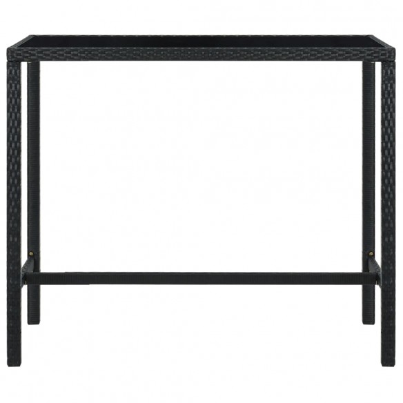 Table bar de jardin Noir 130x60x110 cm Résine tressée et verre