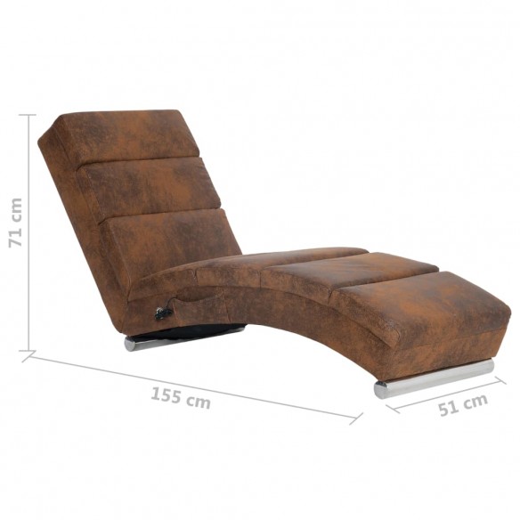 Chaise longue de massage Marron Similicuir daim