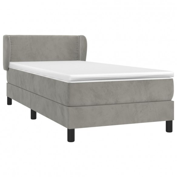 Cadre de lit et matelas Gris clair 100x200cm Velours