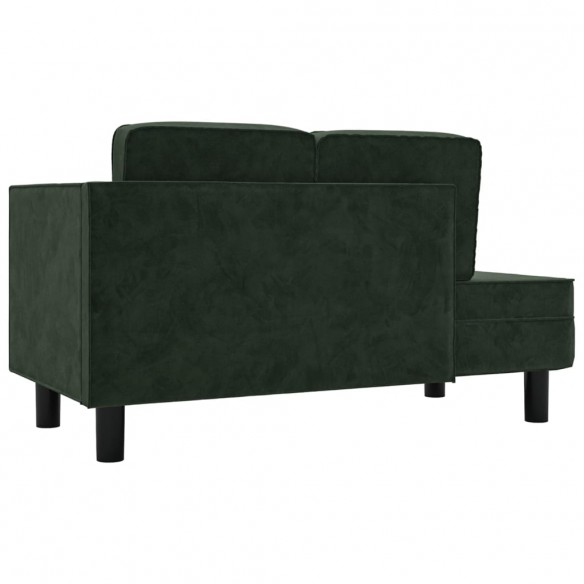 Chaise longue avec coussins et traversin vert foncé velours