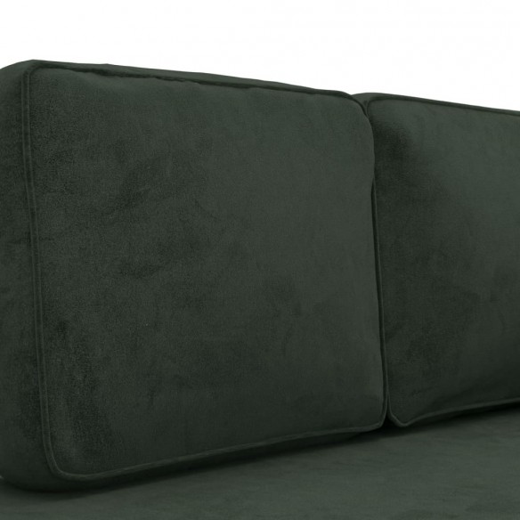 Chaise longue avec coussins et traversin vert foncé velours