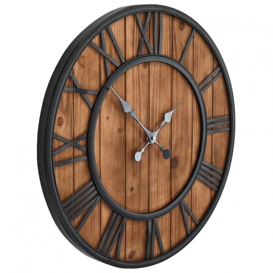 Horloge murale vintage à quartz Bois et métal 60 cm XXL Horloge murale vintage à quartz Bois et métal 60 cm XXL
