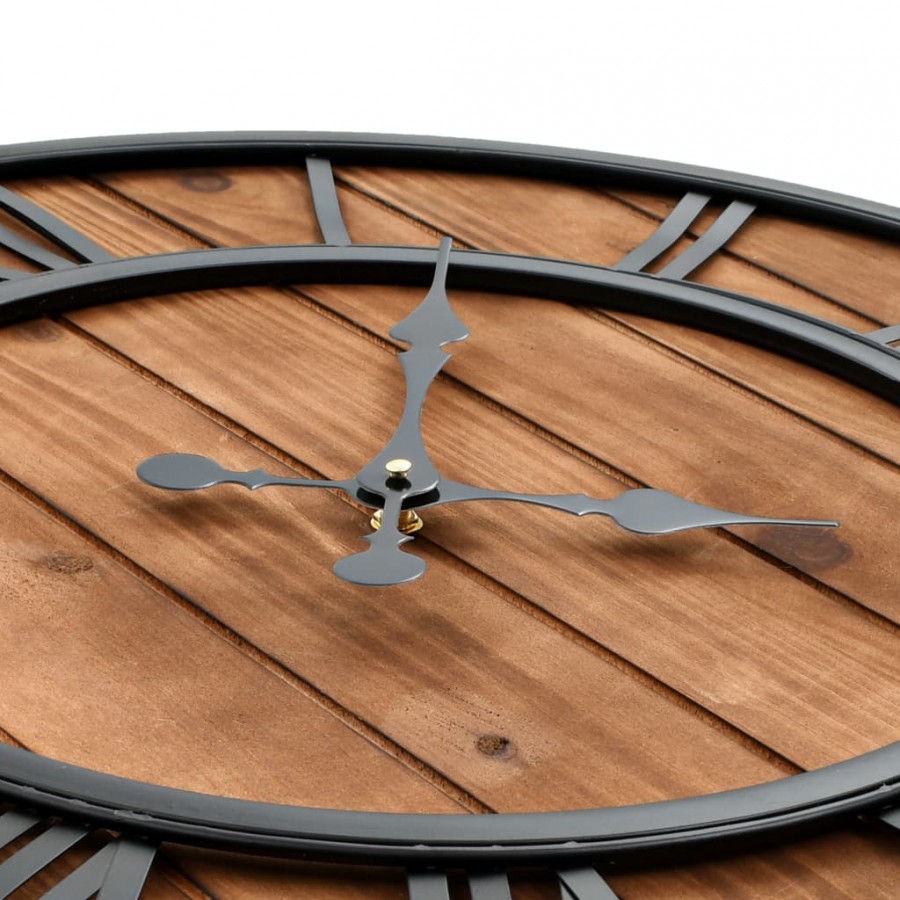 Horloge murale vintage à quartz Bois et métal 60 cm XXL Horloge murale vintage à quartz Bois et métal 60 cm XXL