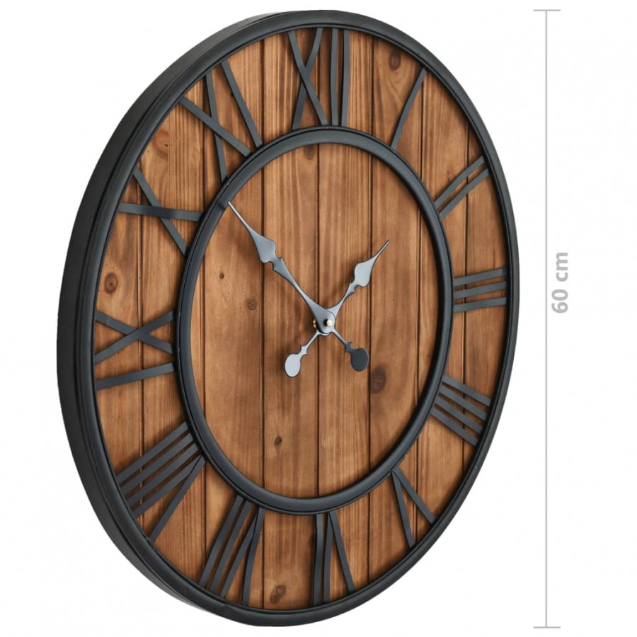 Horloge murale vintage à quartz Bois et métal 60 cm XXL Horloge murale vintage à quartz Bois et métal 60 cm XXL
